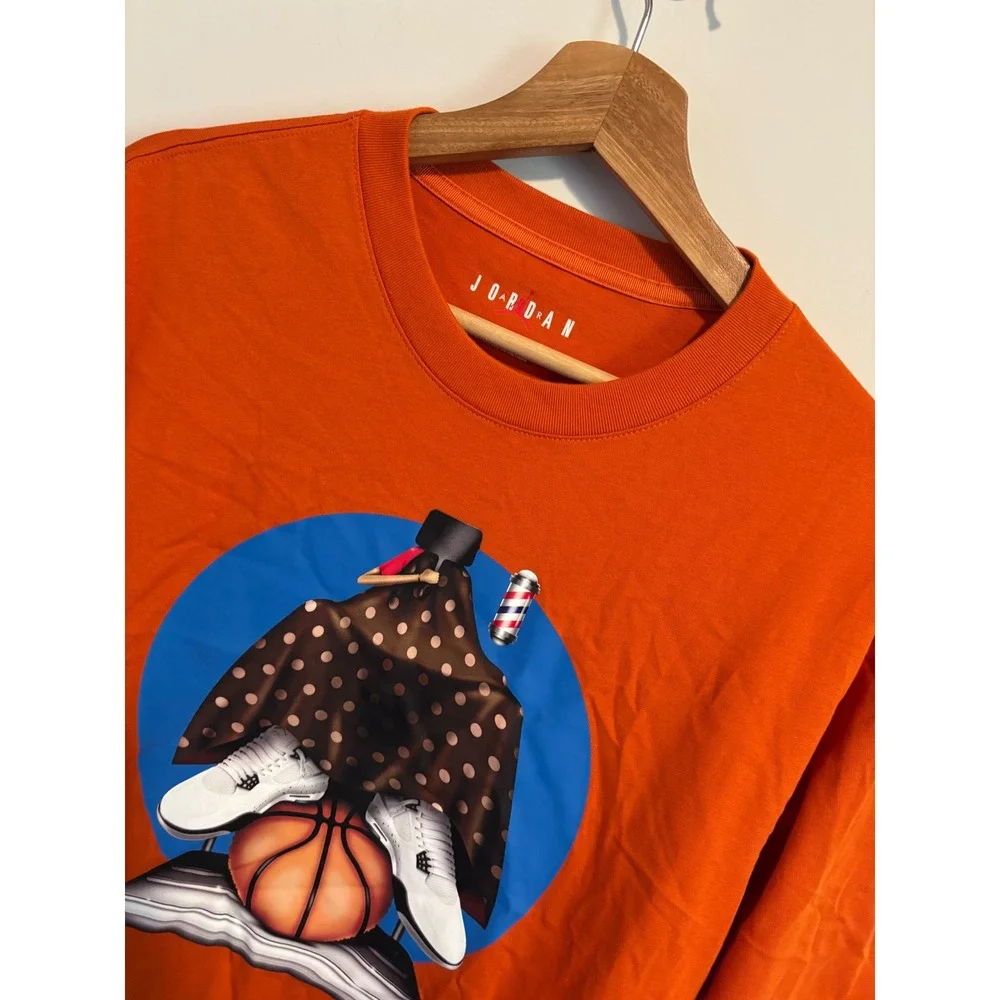 Jordan Artist Series Flight Graphic T-Shirt Mens Small Orange Barber